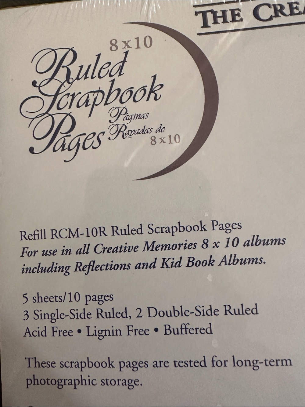Creative Memories True 8x10 RULED REFILL Scrapbook Pages for Journaling